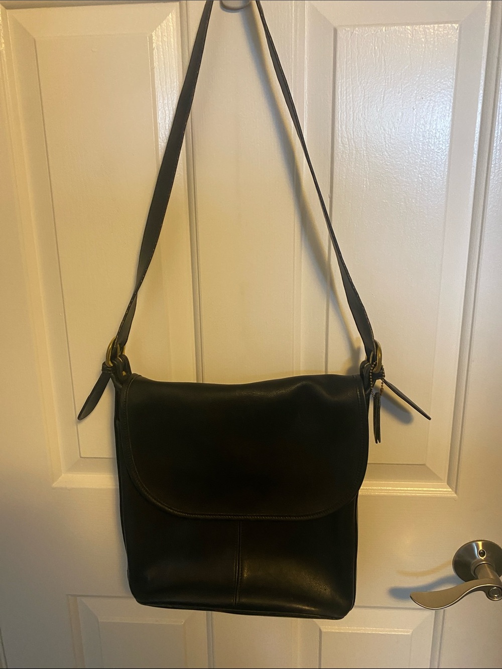 Coach Black Leather Flap Shoulder Bag